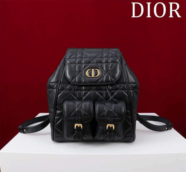 Dior Medium Dior Caro Backpack Black Macrocannage Lambskin M6301