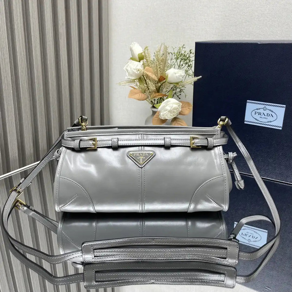 Prada 1BH215 LusSolf leather shoulder bag Gray
