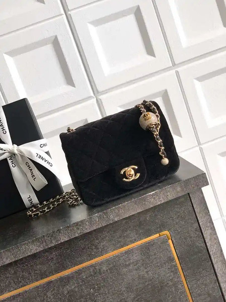Chanel AS1786 Mini Flap Bag 25B Velvet Black