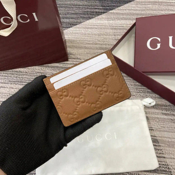 Gucci 847207 GG Emblem card case Rosso Ancora Brown GG leather