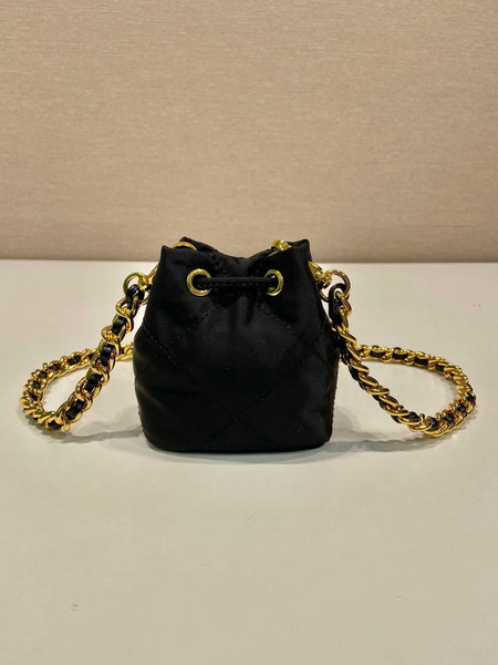 Prada 1NR016 patent leather mini pouch Black