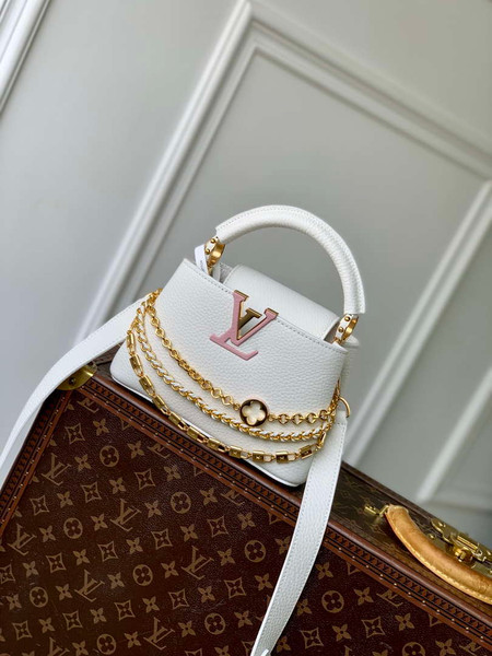 LV M12279 Louis Vuitton Capucines Mini Bag Silver Sea
