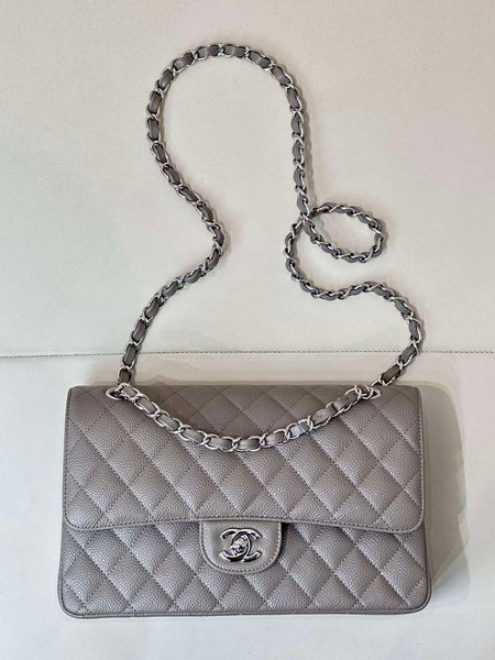 Chanel A01112 Flap Classic 11.12 Handbag Calfskin Sewing Elephant Gray