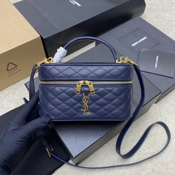 YSL 766731 GABY vanity bag in lambskin Navy Blue