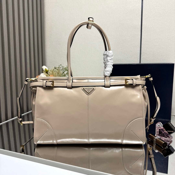 Prada 1BA433 Large Leather Handbag Apricot