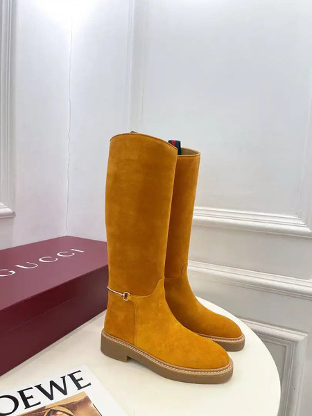 Gucci 805312 Women Boots with slim Horsebit Suede Leather G77394