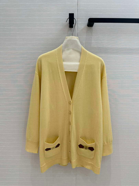 LV Women's Sweaters Louis Vuitton Elegant Yellow Cashmere Cardigans L36023