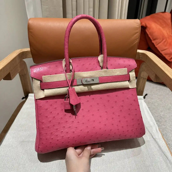 Hermes Birkin Bag Ostrich Leather 30 Fully Handmade H92084