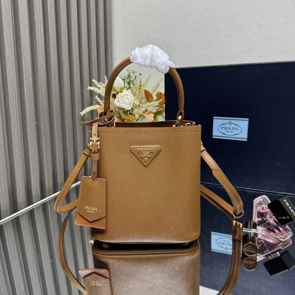 Prada 1BA217 Panier small Saffiano leather bag brown