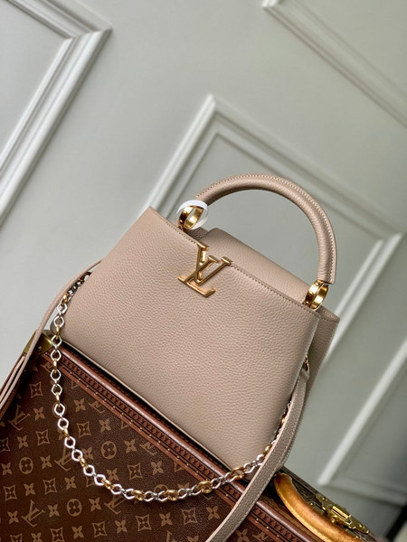 LV M12935 Louis Vuitton Capucines MM Handbag Galet Gray