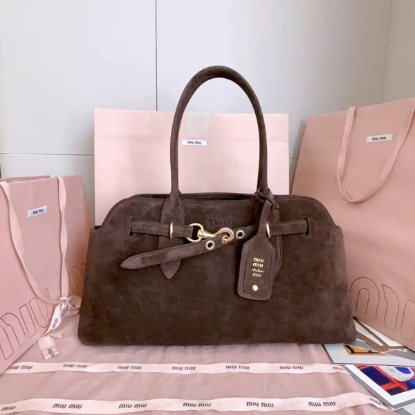 MiuMiu 5BG310 Aventure Suede leather bag Dark Brown