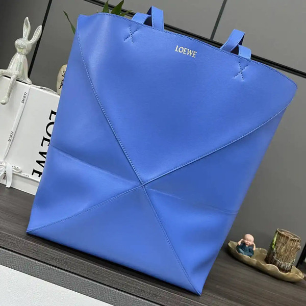 Loewe XL Puzzle Fold tote in shiny calfskin B933Q18X01 Blue