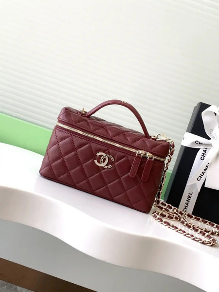 Chanel AP4407 Vanity with Chain Lambskin Wine Red