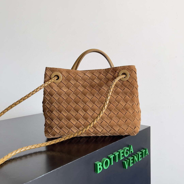 Bottega Veneta BV 743568 Small Andiamo with Suede Bag Brown