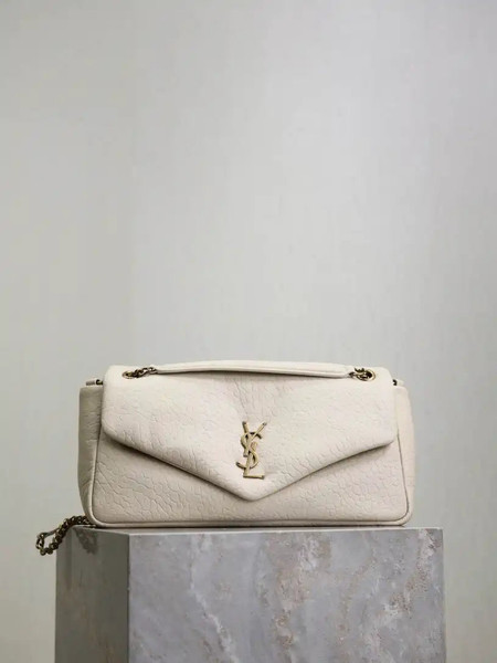 YSL 800916 CALYPSO medium in grained lambskin White