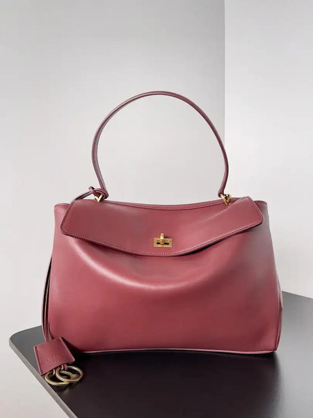 Balenciaga 7897722 Rodeo Handbag Medium in Red smooth calfskin Gold