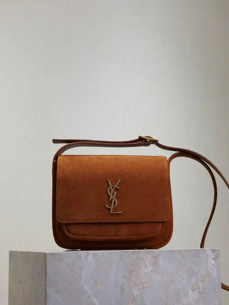 YSL 633151 Niki Baby Chain Bag Suede leather Brown