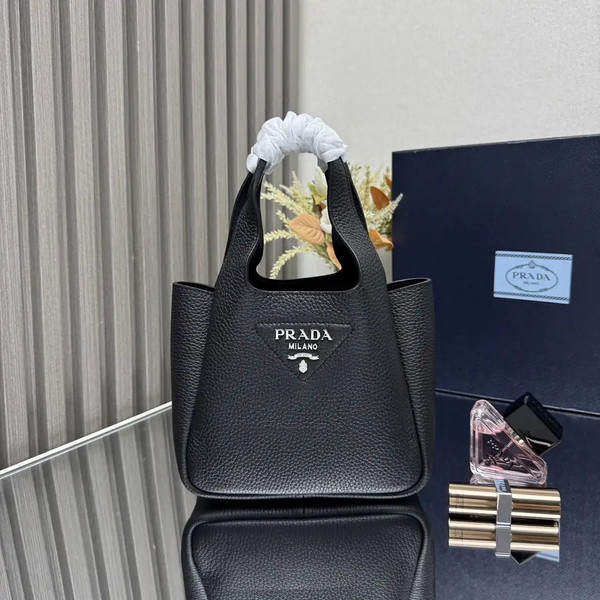 Prada 1BA349 Mini leather handbag Black Silver