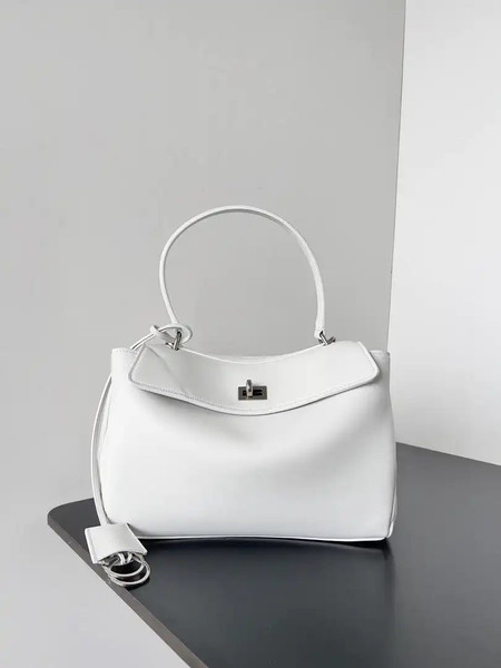 Balenciaga 7897792 Rodeo Handbag Small in White smooth calfskin  aged-Silver