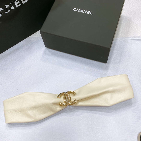 Chanel polished CC brass buckle Sheepskin elastic belt AA0938