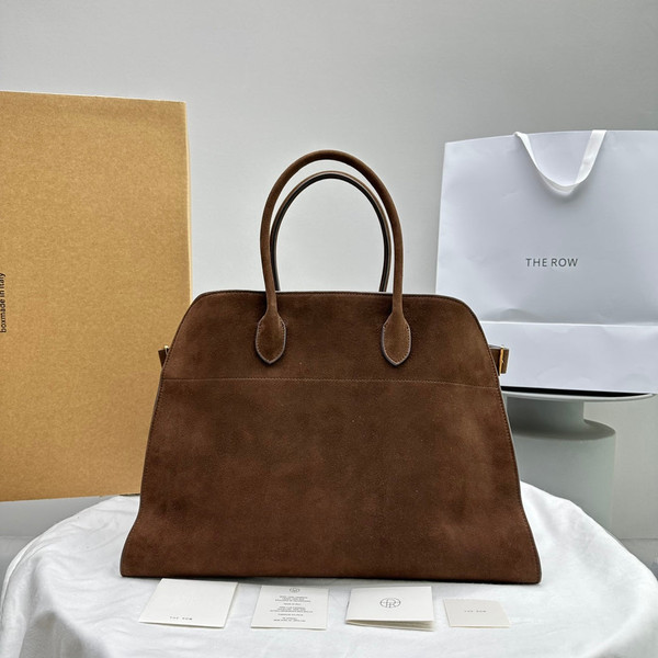 The Row THR116945 Suede Soft Margaux 17 Top Handle Bag T11008