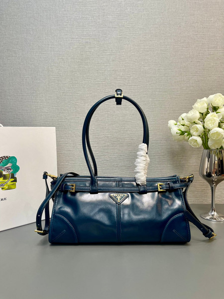 Prada 1BA426 Medium leather handbag Denim