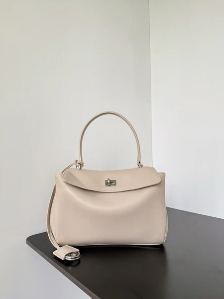 Balenciaga 7897792 Rodeo Handbag Small in Beige smooth calfskin  aged-Silver