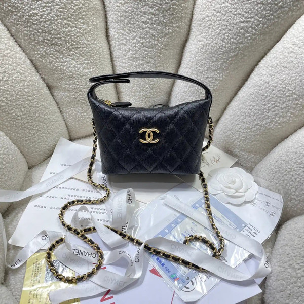 Chanel AS4386 Clutch with chain Grained Shiny Calfskin Black