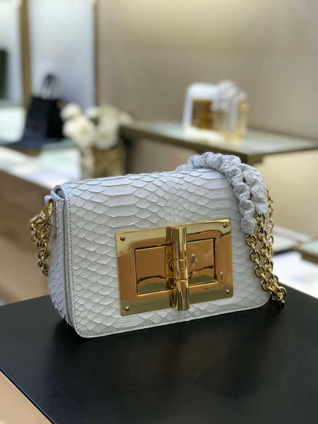 Tom Ford 29116800081 White Python Natalia Chain Shoulder Bag