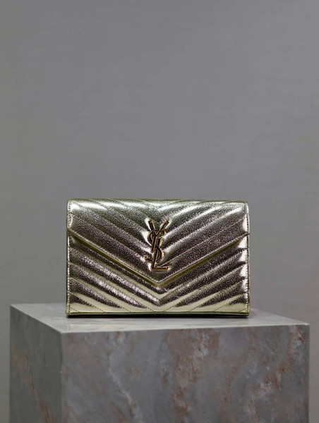 YSL 377828 Classic Cassandre chain wallet in Lambskin Gold