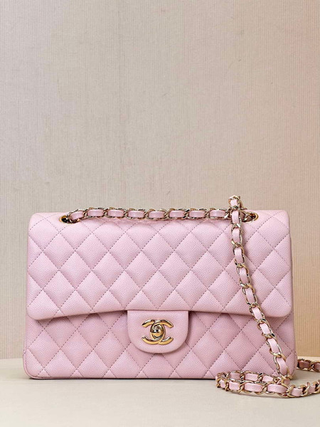 Chanel A01112 Flap Classic 11.12 Handbag Calfskin Gold Light Pink