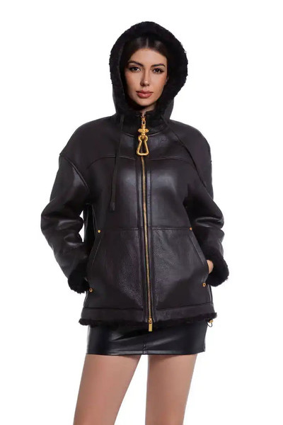 Schiaparelli Shearling hooded zip-up jacket SCH80001
