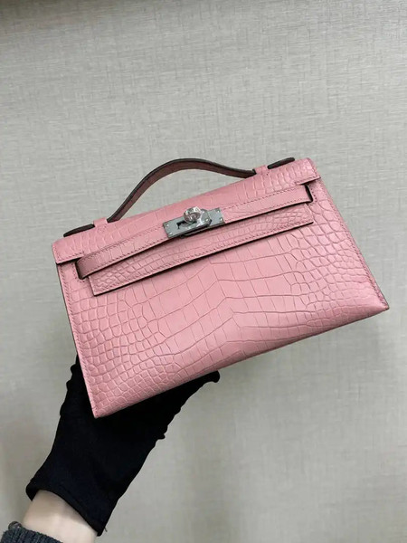 Hermes Kelly Pouchette Matte crocodile Leather clutch bag H231038