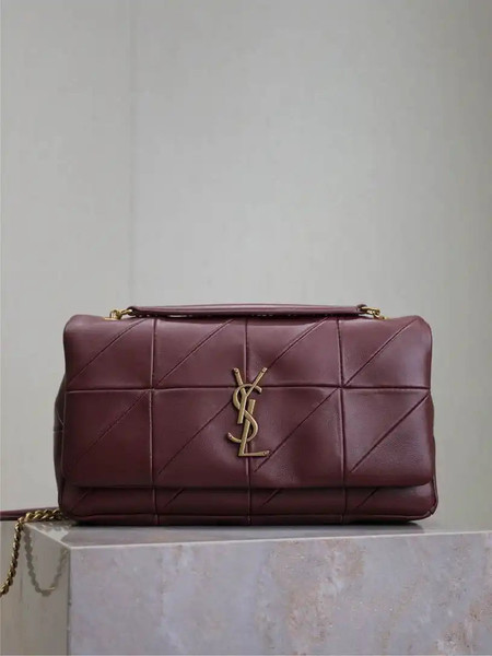YSL 515821 Saint Laurent Lambskin Medium Jamie Bag wine Red