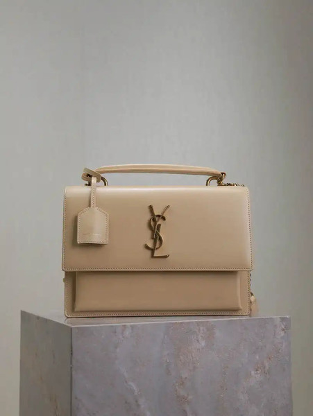 YSL 634723 SUNSET TOP HANDLE IN SMOOTH LEATHER Apricot