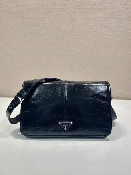 Prada 2VD073 Wax leather shoulder bag Black