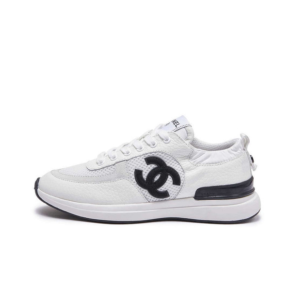 Chanel G46076 Women 24B Trainers Grained Calfskin Black & White C91288