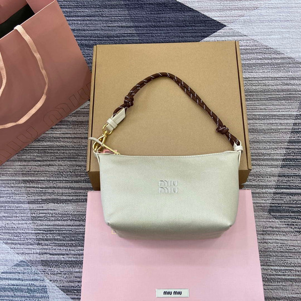 MiuMiu 5NE841 Gabardine Pouch Bag Plaster White/Chalk White