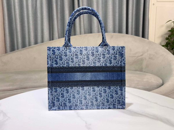 Dior M1296 Small Dior Book Tote Blue Denim Dior Oblique Jacquard M2015