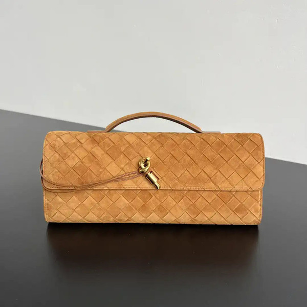 Bottega Veneta BV 741511 Suede Leather Long Clutch Andiamo With Handle Bv99014