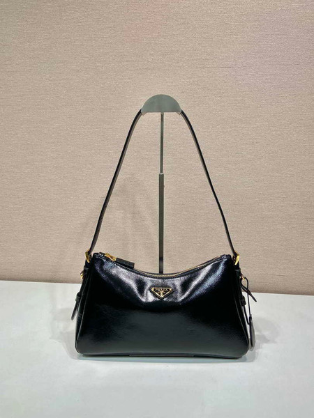 Prada 1BC229 Prada Aimèe Medium Patent leather shoulder bag Black