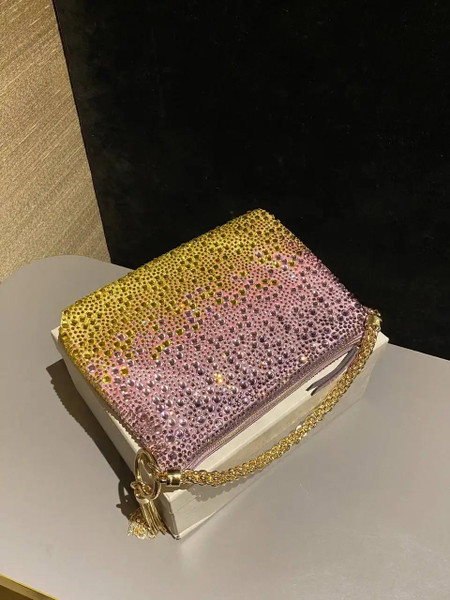 Jimmy Choo Callie Bag with with Dégradé Crystals CALLIEQIB000769 Pink &Yellow