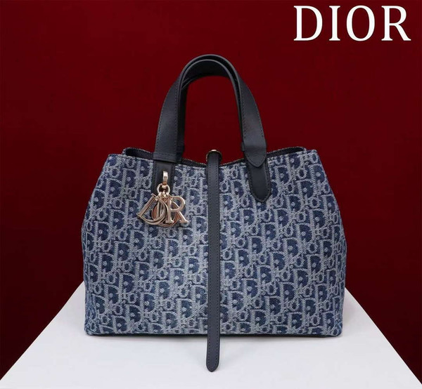 Dior M2820 Large Dior Toujours Bag Blue Denim Dior Oblique Jacquard
