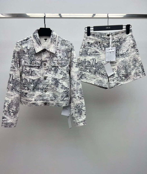 Dior Women's Tracksuit Casual Printed denim set Clothing D39004