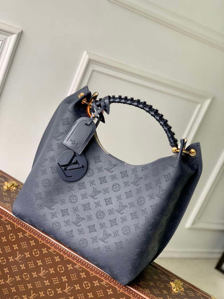 LV M14310 Louis Vuitton Carmel Mahina calfskin Handbag Navy blue