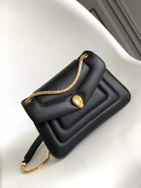 Bvlgari Serpenti Reverse Small Shoulder Bag 292123 Black