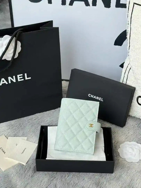 Chanel AP3196 Classic Passport Wallet Hold Calfskin light blue