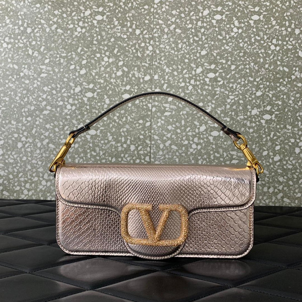 Valentino 8W2B0K53SPV_C8N Garavani Locò Large shoulder bag in laminated elaphe 6030