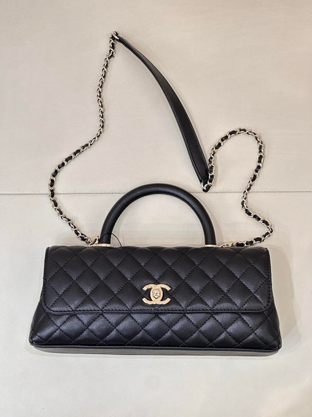 Chanel AS6091 Maxi Flap Bag with Top Handle Goatskin & Gold-Tone Metal Black