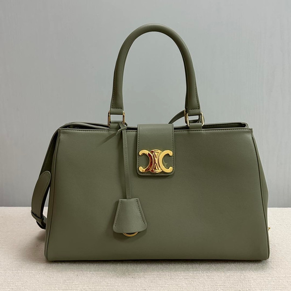 Celine 114963 Medium Appoline Bag In Supple Calfskin Handbag Green